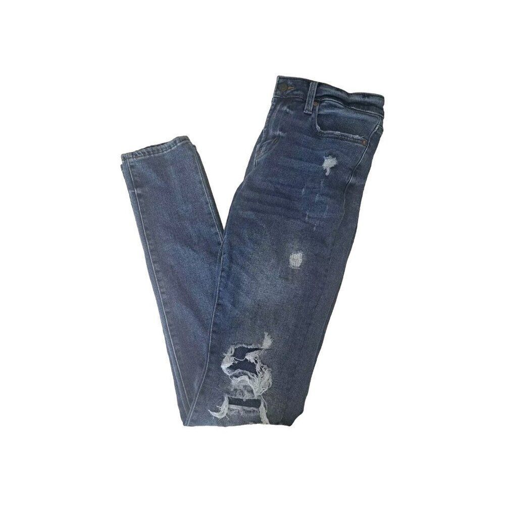 Aeropostale Mens Blue Stacked Ultra Skinny Jeans Distressed 31x32